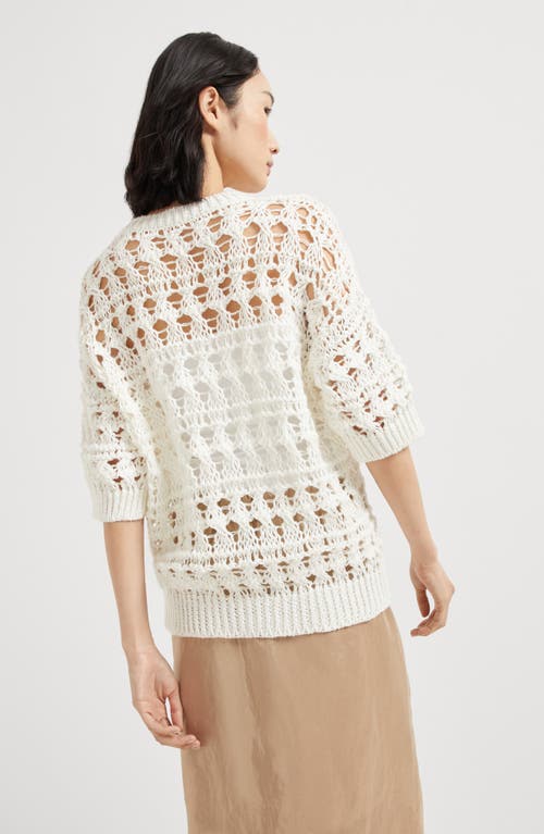 Brunello Cucinelli Jute-cotton Crochet Net Sweater In White