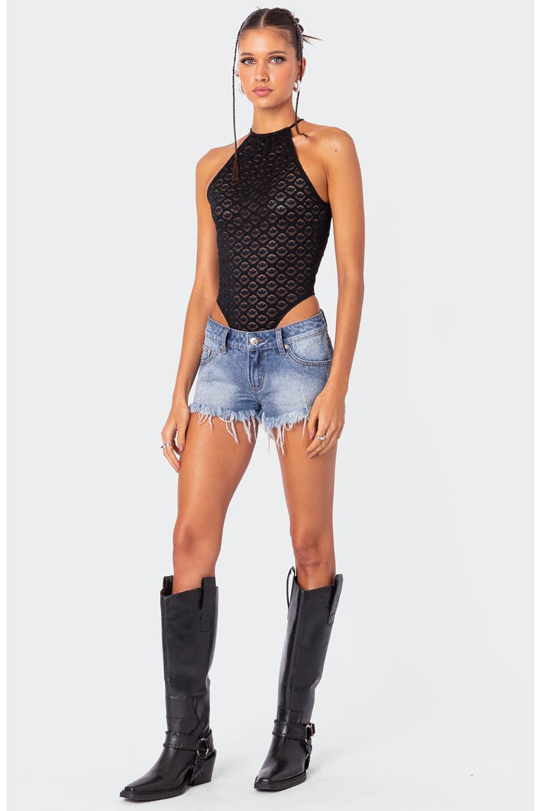 Erika Denim Cutoff Shorts, Alternate, color, BLUE