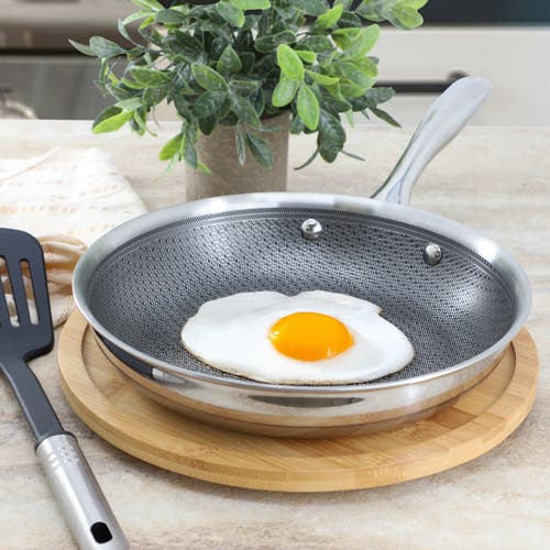 Oster Modessa 9.5 Inch Nonstick Tri-ply Stainless Steel Frying Pan In Silver