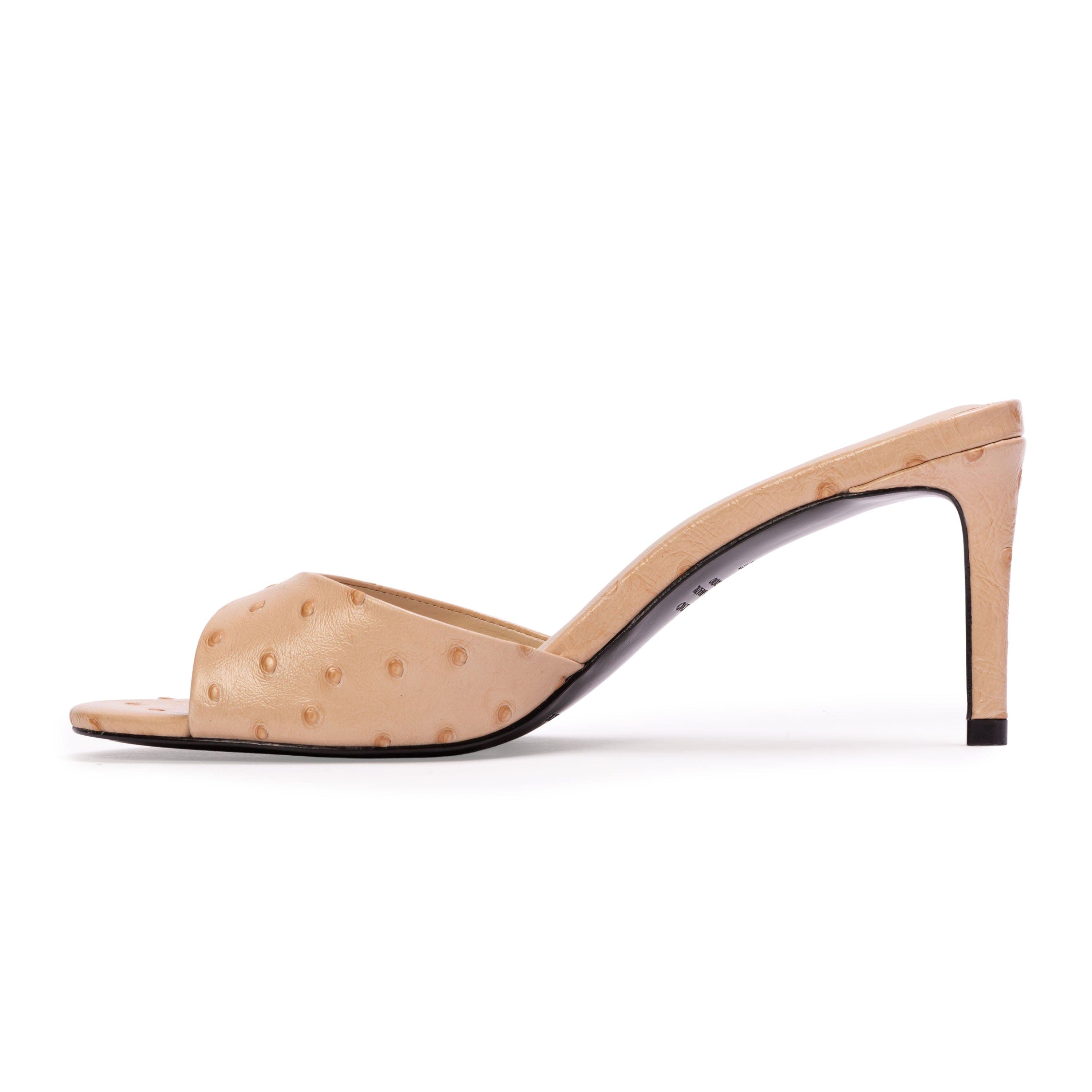 BLACK SUEDE STUDIO Freddie 65 Ostrich Mule, Alternate, color, Nude Ostrich Leather