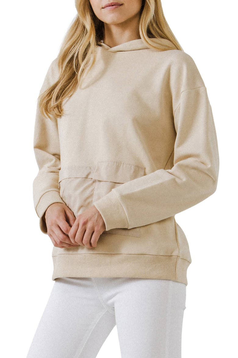 Contrast Pocket Hoodie, Alternate, color, BEIGE