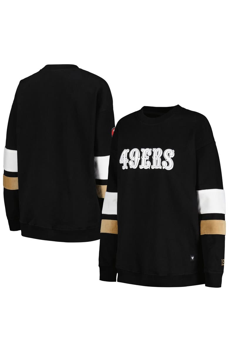 THE WILD COLLECTIVE Women's The Wild Collective Black San Francisco 49ers Fleece Pullover Sweatshirt, Main, color, 