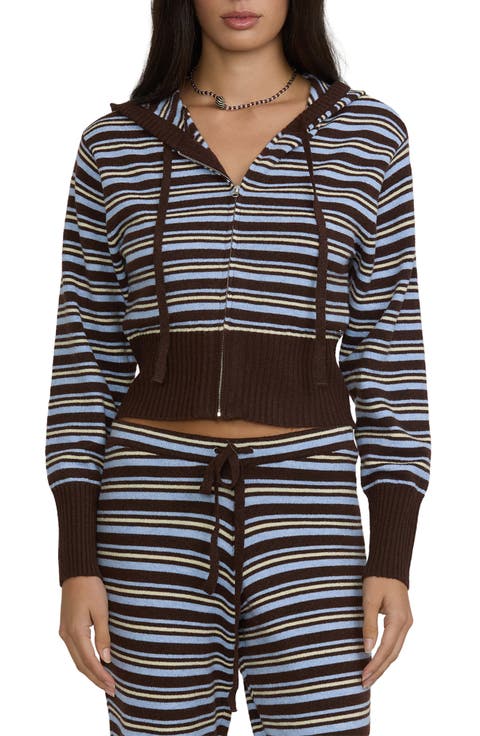 Shore Stripe Hooded Zip Sweater