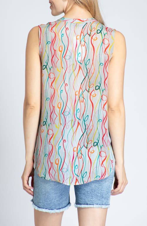 Apny Print Chiffon Button-up Sleeveless Top In Pink Multi
