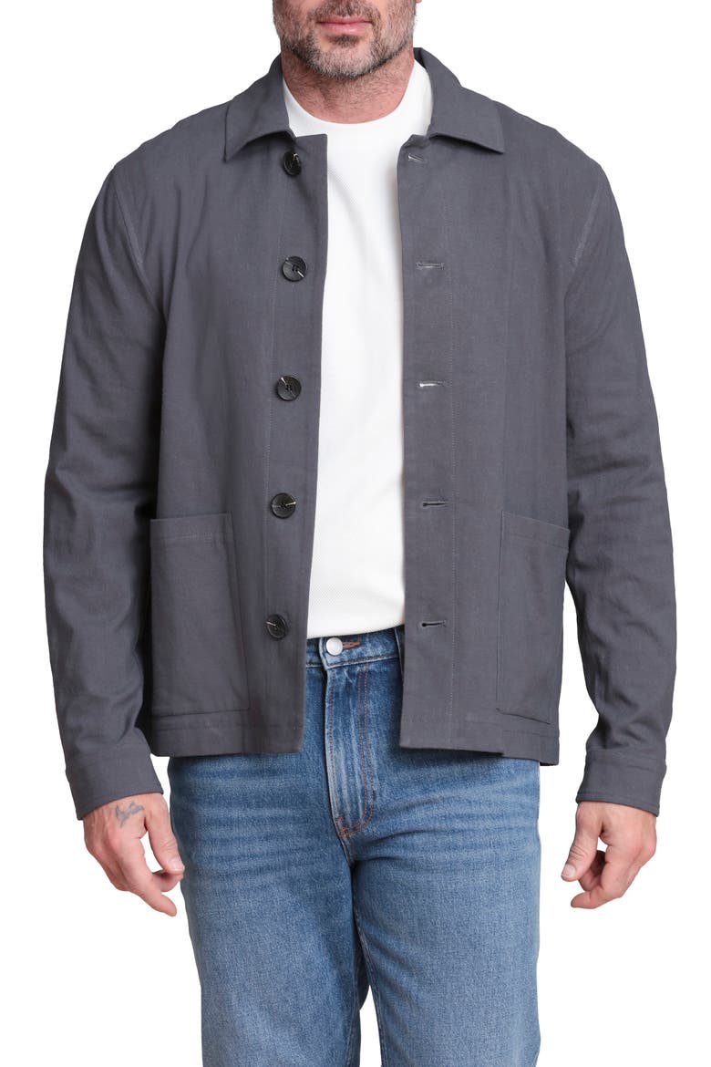 Relaxed Fit Linen & Cotton Work Jacket, Main, color, CHARCOAL
