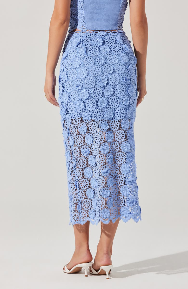 ASTR the Label Jonae Floral Appliqué Midi Skirt, Alternate, color, Blue