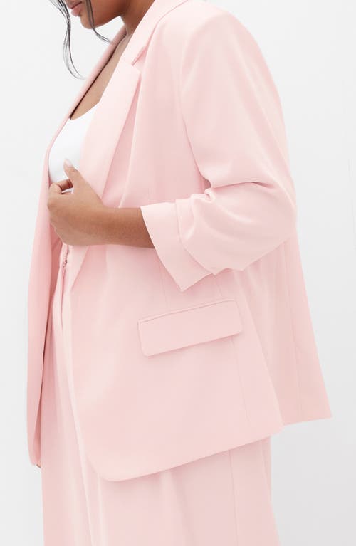 City Chic Abbie Ruched Sleeve Blazer In Pink
