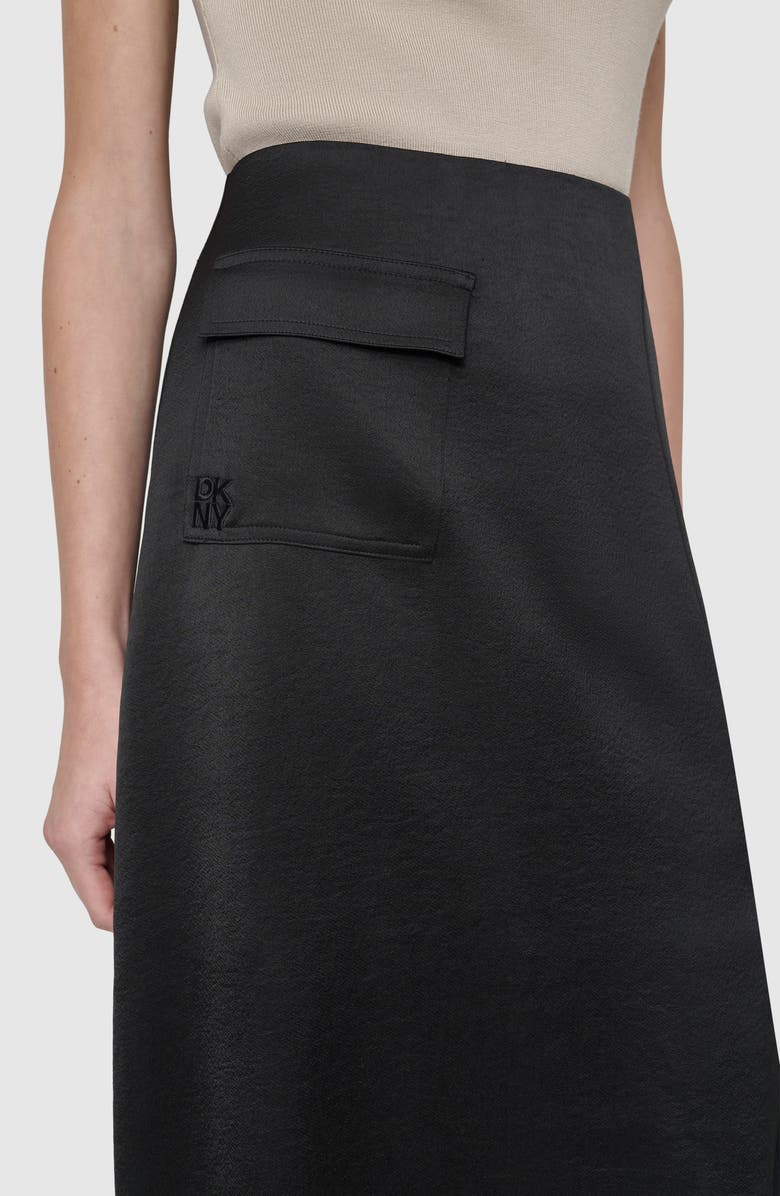 DKNY Cargo Pocket Sateen Skirt, Alternate, color, Black