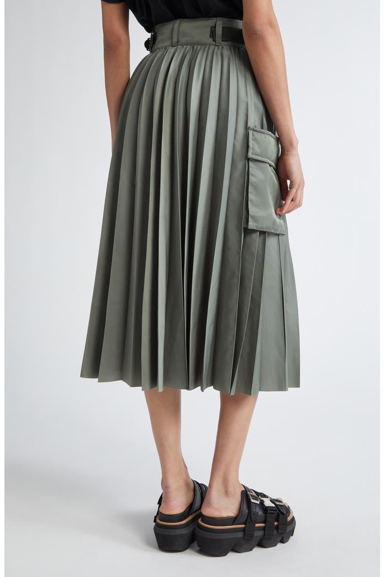 Pleated Cargo Midi Skirt, Alternate, color, KHAKI 501