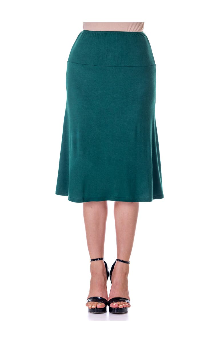 24seven Comfort Apparel Petite A Line Elastic Waist Knee Length Skirt, Main, color, Hunter