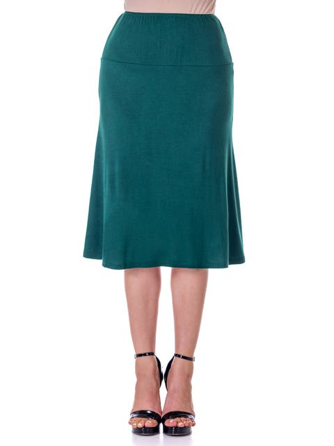Petite A Line Elastic Waist Knee Length Skirt