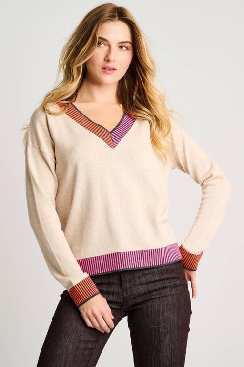 Lisa Todd Ribbed V-neck Cotton Sweater In Neutral