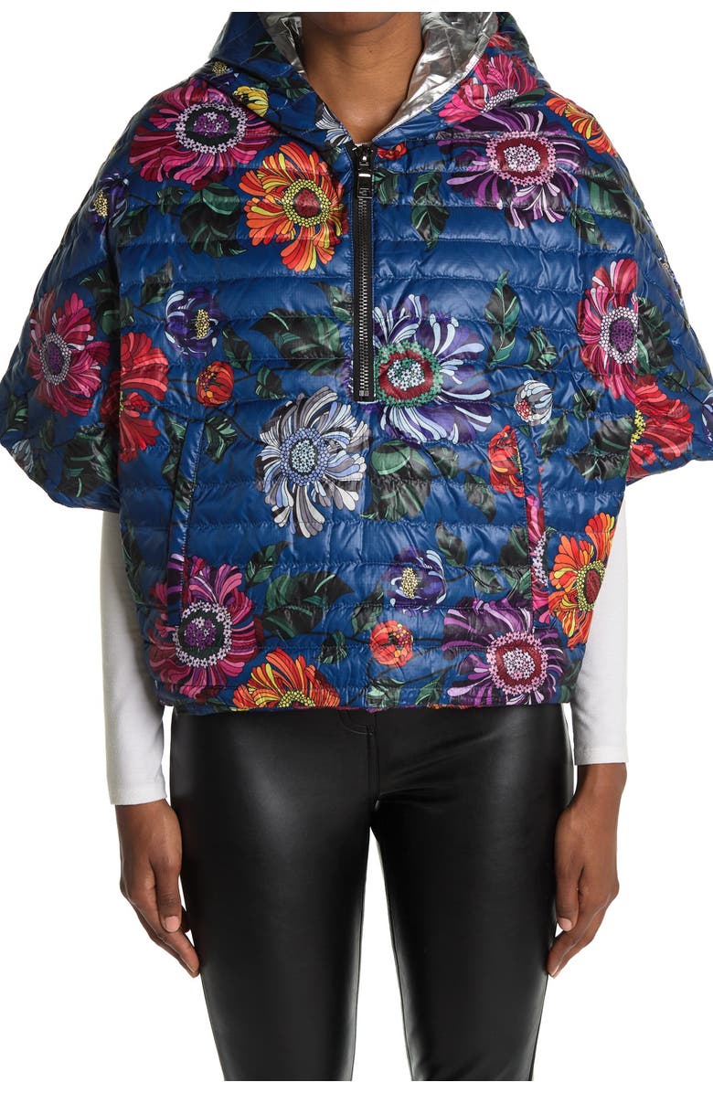 THINK ROYLN High-Low Quilted Puffer Hooded Poncho, Alternate, color, 