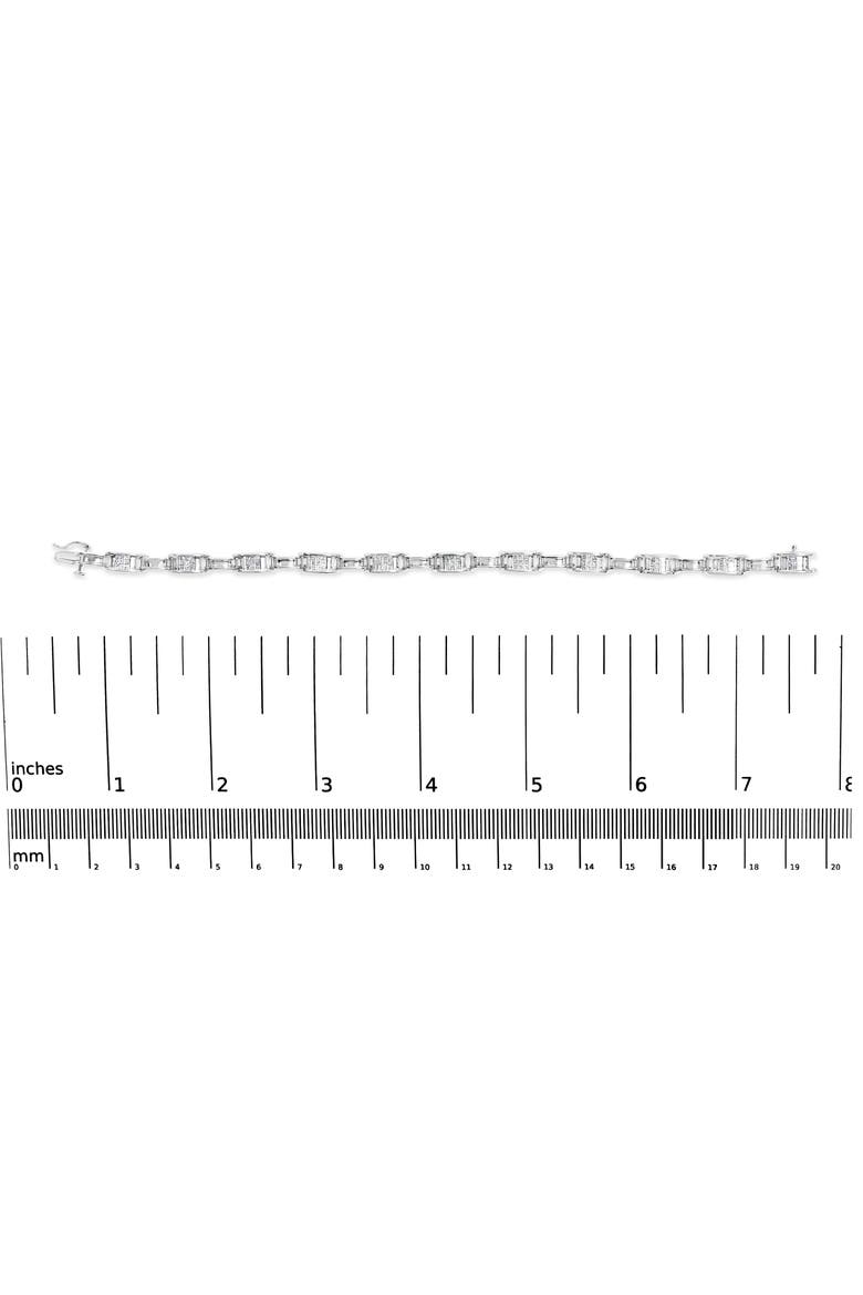 14K White Gold 1.0 Cttw Invisible Set Princess Diamond Link Tennis Bracelet, Alternate, color, White