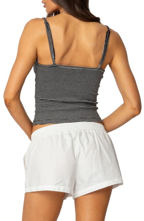 Edikted Stripe Henley Camisole In Black-and-white