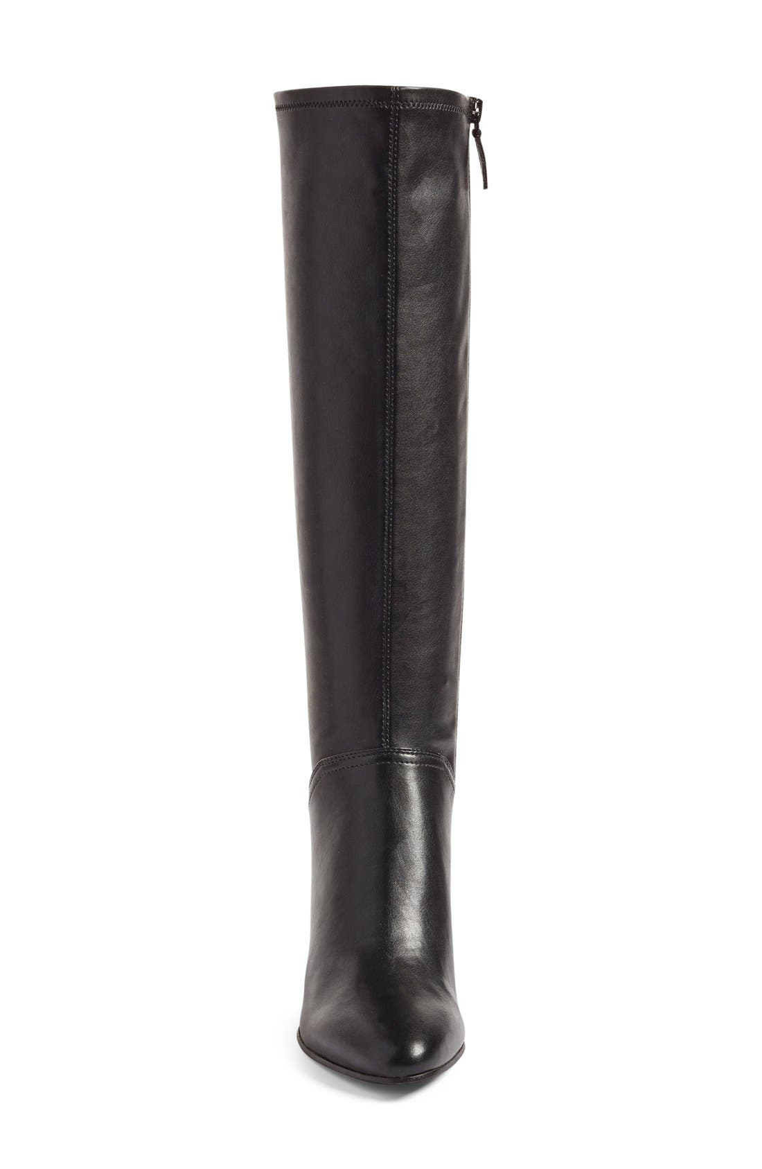 Effie Knee High Boot, Alternate, color, BLACK STRETCH LEATHER