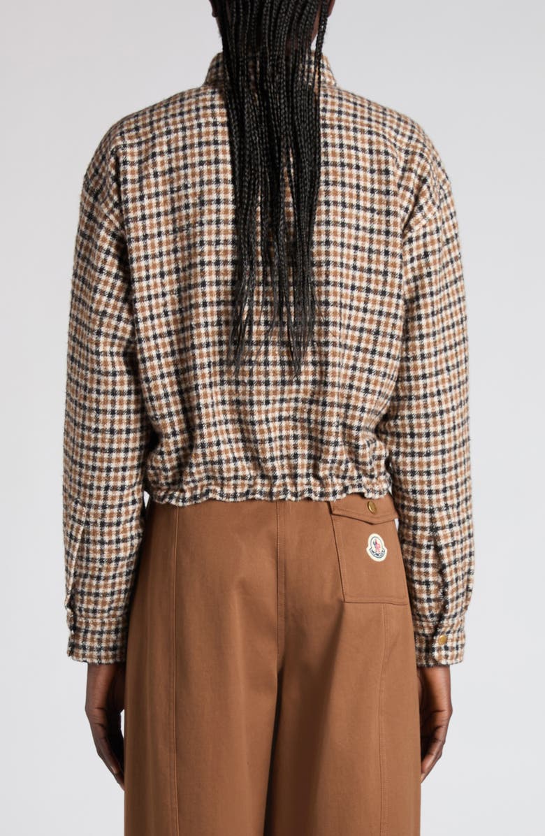 Moncler Houndstooth Wool Blend Blouson Jacket, Alternate, color, Brown/ Beige Check