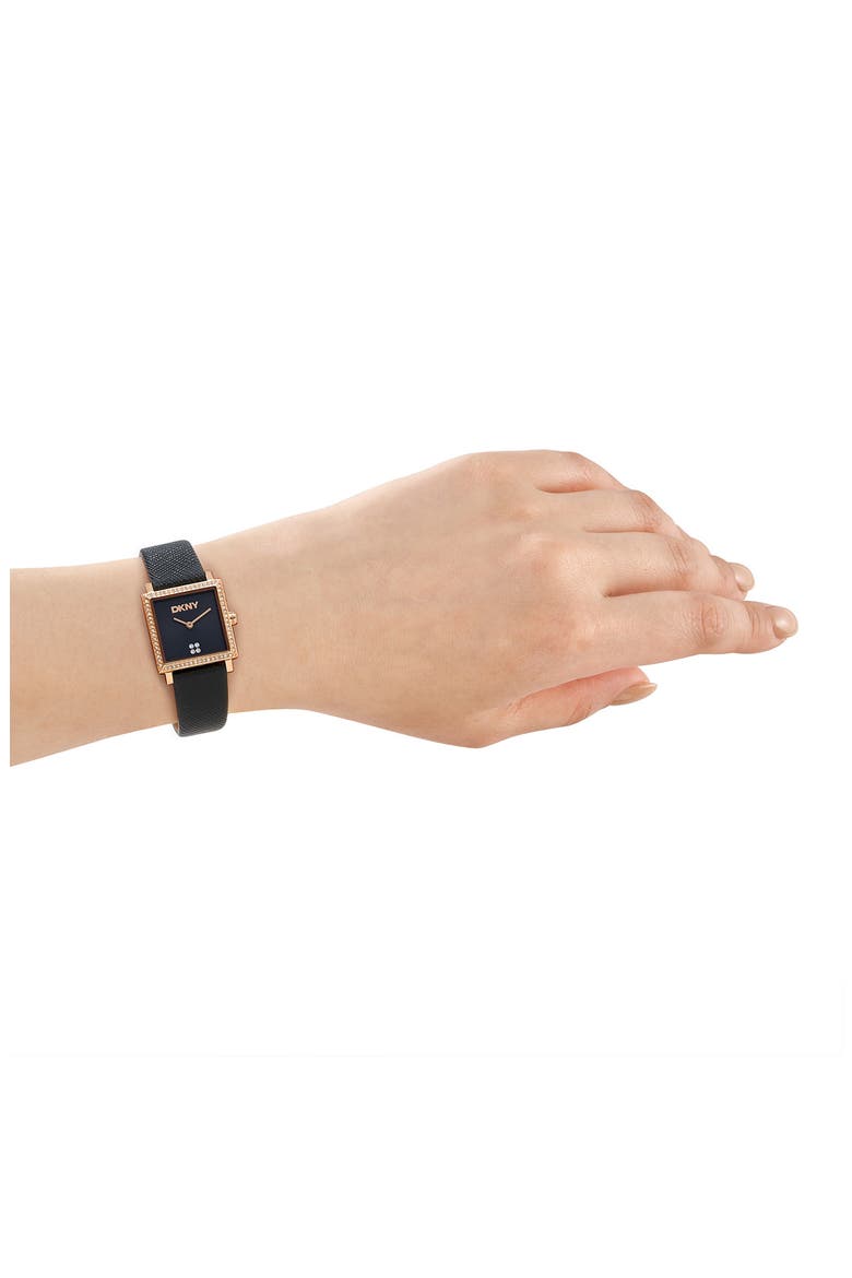 Milanese Square Watch, 24mm x 31mm, Alternate, color, BLACK/ ROSE GOLD