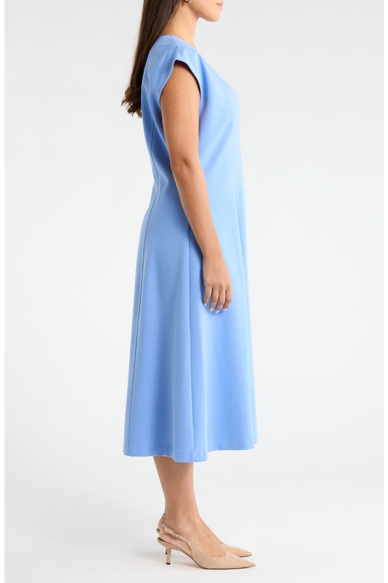Dart Detail Ponte Midi Dress, Alternate, color, BLUE CORNFLOWER