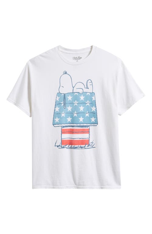 Junk Food Peanuts® Snoopy American Flag Oversize Cotton Graphic T-shirt In White