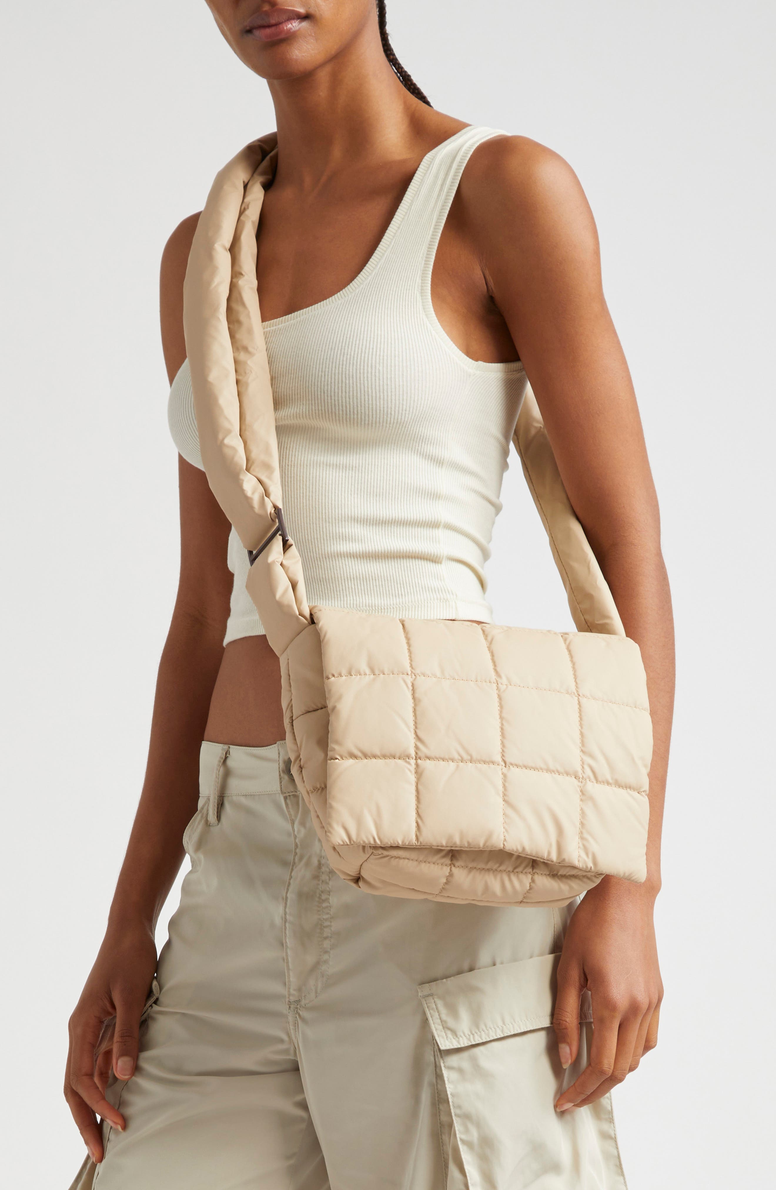 VeeCollective Porter Quilted Recycled Nylon Messenger Bag, Alternate, color, Yellow