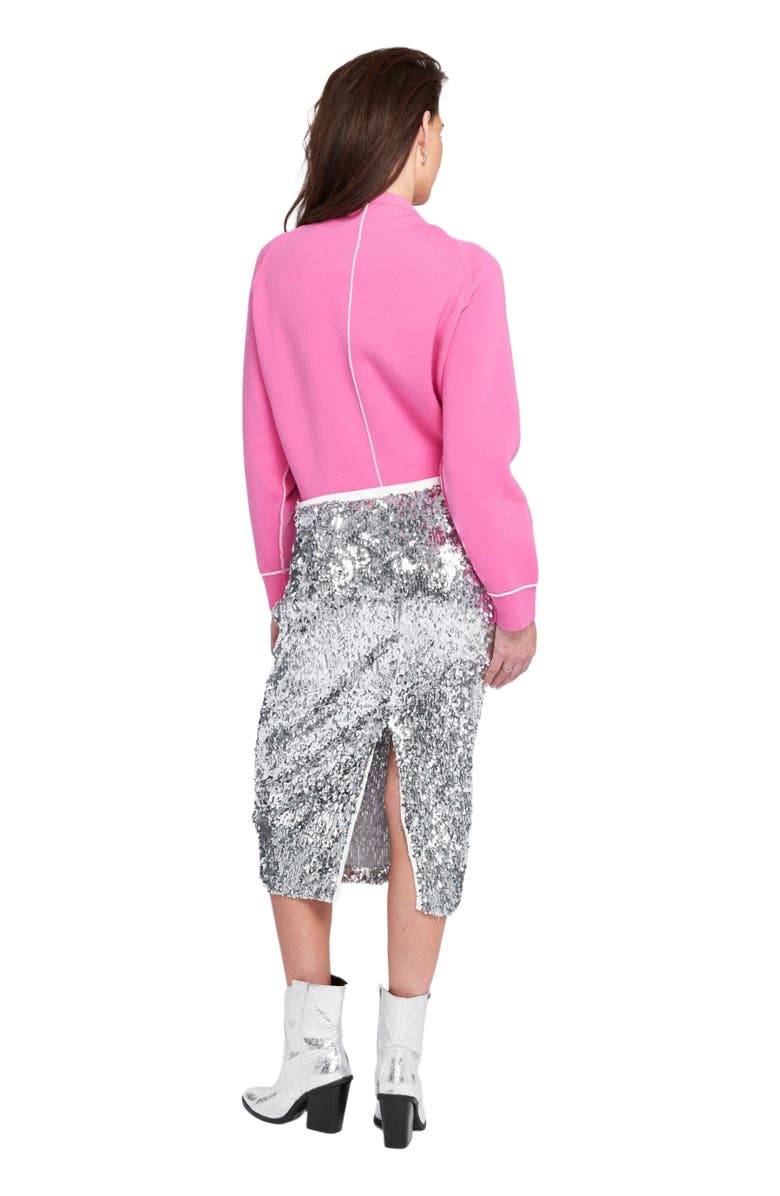ELLE Collection Sequin Midi Skirt Pencil, Alternate, color, Silver