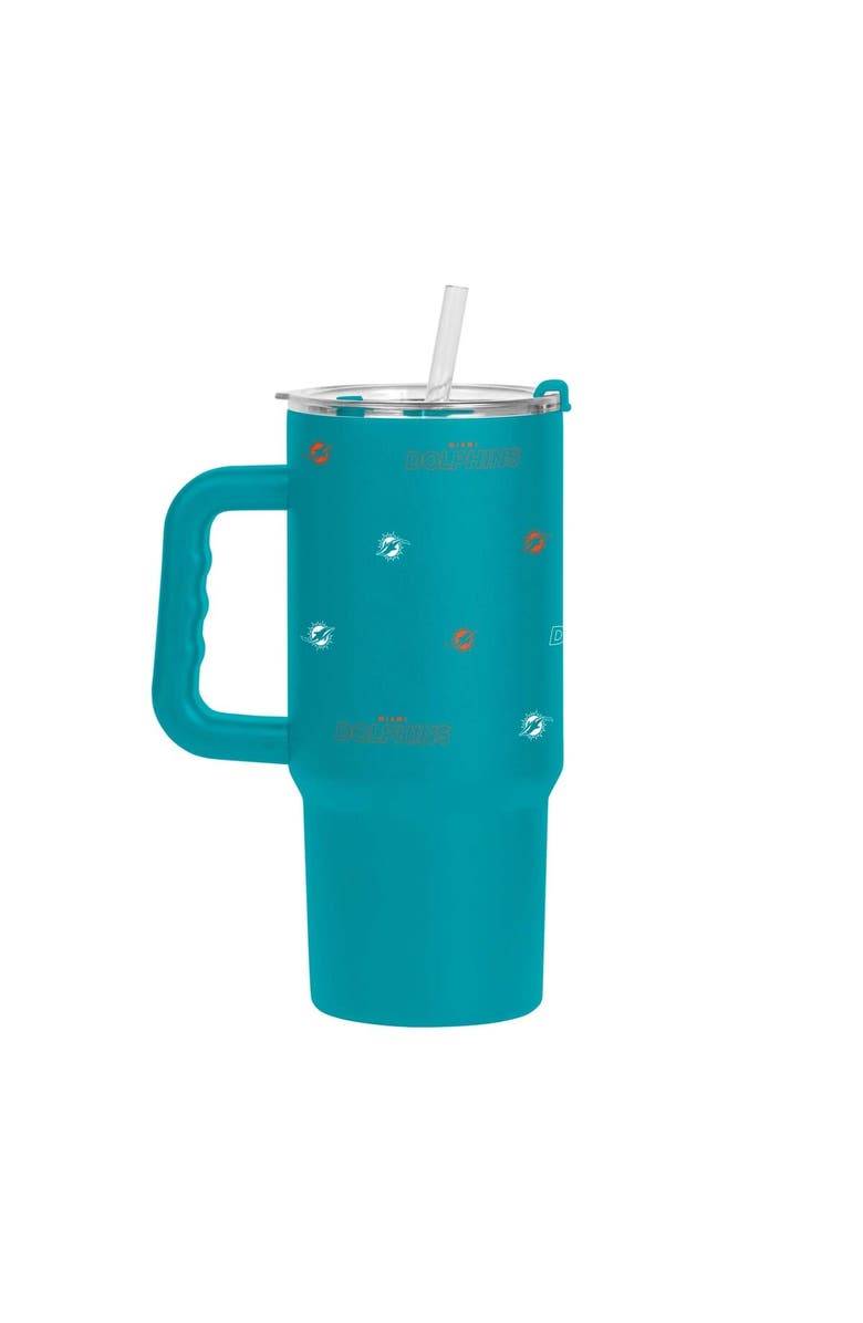LOGO BRANDS Miami Dolphins 24oz. Step and Repeat Powder Coat Tumbler, Main, color, Aqua