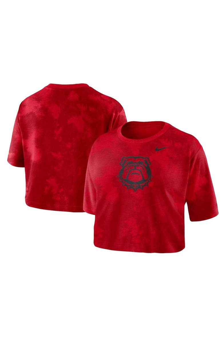 Nike Women's Nike Red Georgia Bulldogs Tie-Dye Cropped T-Shirt, Main, color, 
