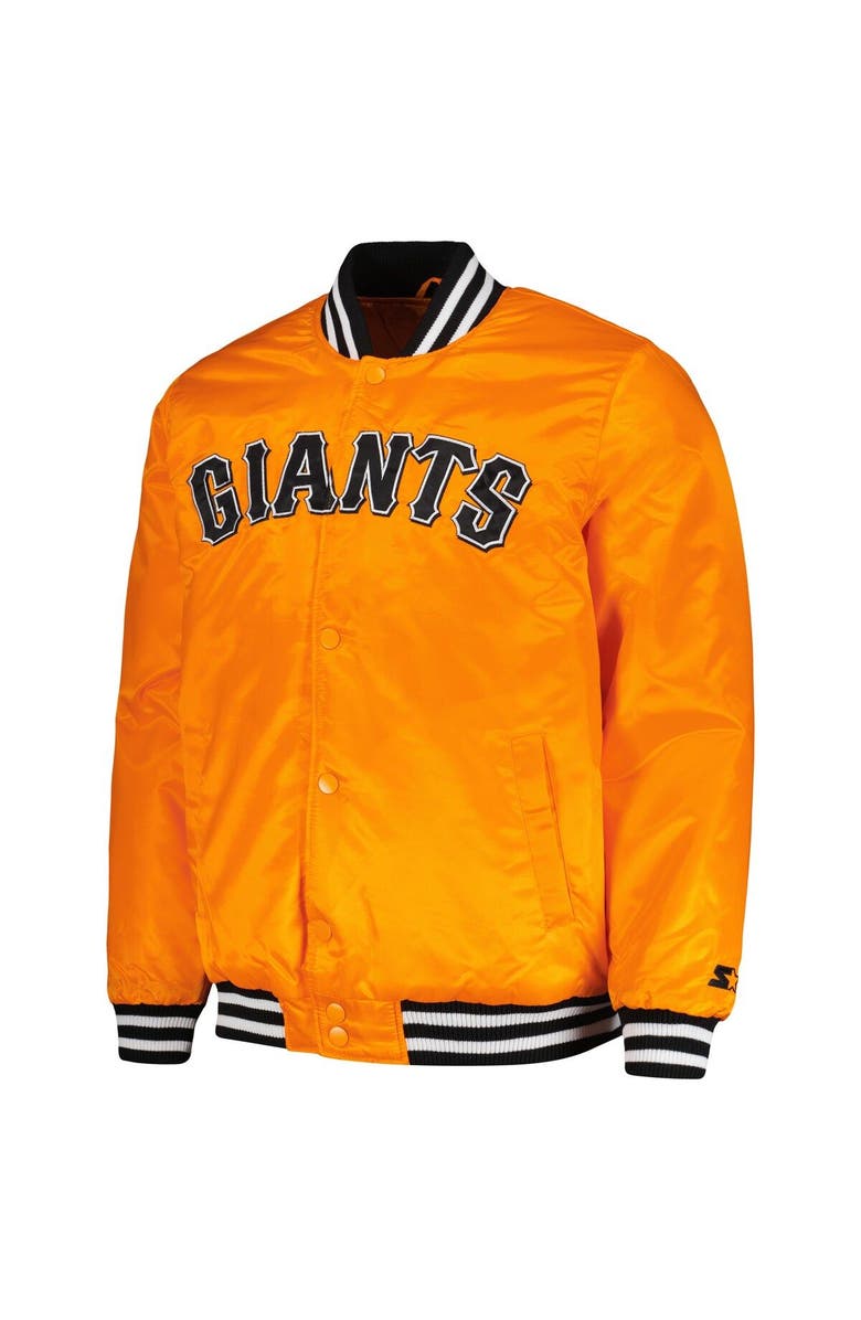 STARTER Men's Starter Orange San Francisco Giants Cross Bronx Fashion Satin Full-Snap Varsity Jacket, Alternate, color, Orange