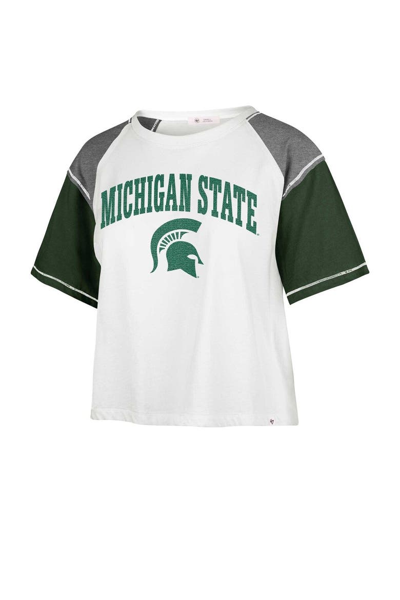 Women's '47 White Michigan State Spartans Serenity Gia Cropped T-Shirt, Alternate, color, White