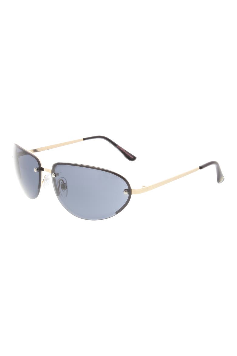 62mm Rimless Racer Wrap Sunglasses, Alternate, color, GOLD/ SMOKE