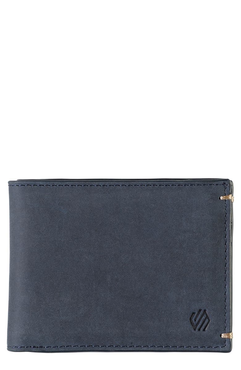 Johnston & Murphy Jackson Leather Wallet, Main, color, Navy Oiled