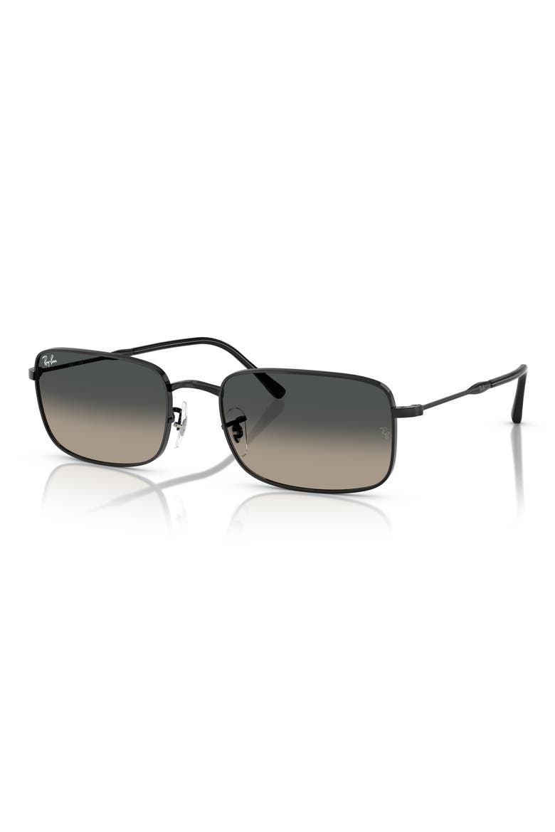 59mm Gradient Rectangle Sunglasses, Alternate, color, BLACK