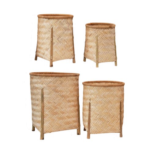 Storied Home Woven Baskets With Legs, Natural, Set Of 4 In Brown