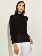 Misook Sheer Inset Turtleneck