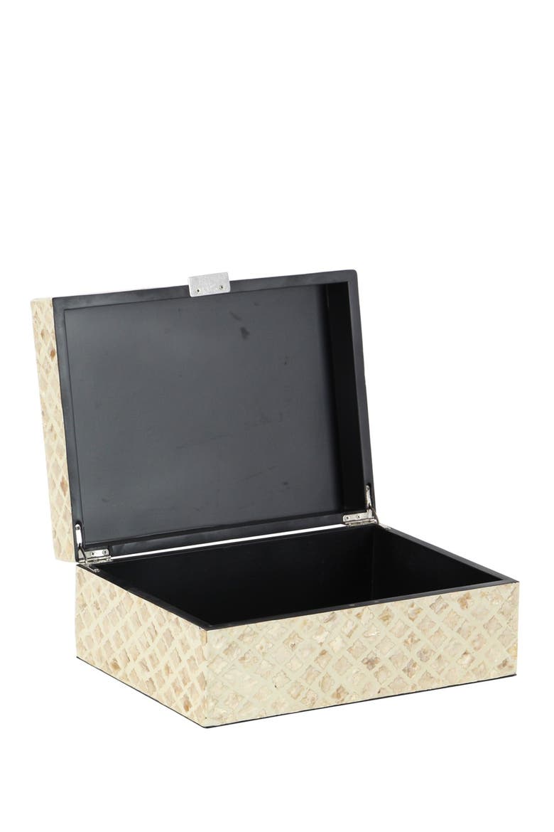 Cream Mother of Pearl Handmade Box with Hinged Lid - Set of 2, Alternate, color, BEIGE
