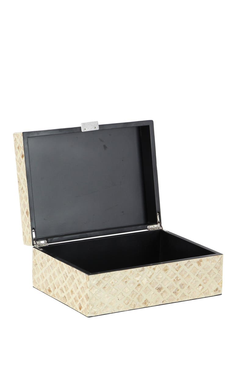 WILLOW ROW Cream Mother of Pearl Handmade Box with Hinged Lid - Set of 2, Alternate, color,