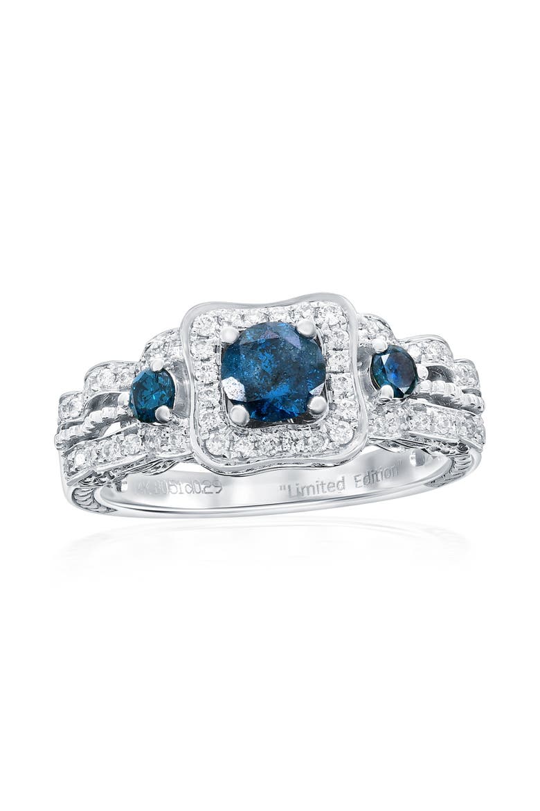 14K White Gold 0.51ct Blue Diamond & 0.43cttw Diamond Ring, Main, color, White Gold
