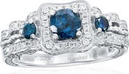 SOUZANA by Suzy Levian 14K White Gold 0.51ct Blue Diamond & 0.43cttw Diamond Ring