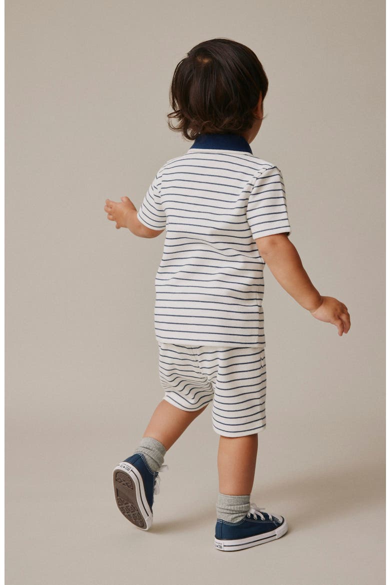 Kids' Stripe Polo & Shorts Set, Alternate, color, WHITE