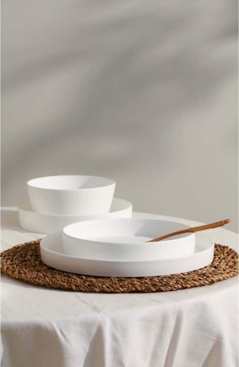 Stone Lain Fosca Bone China 16-Piece Dinnerware Set, Alternate, color, Matte White