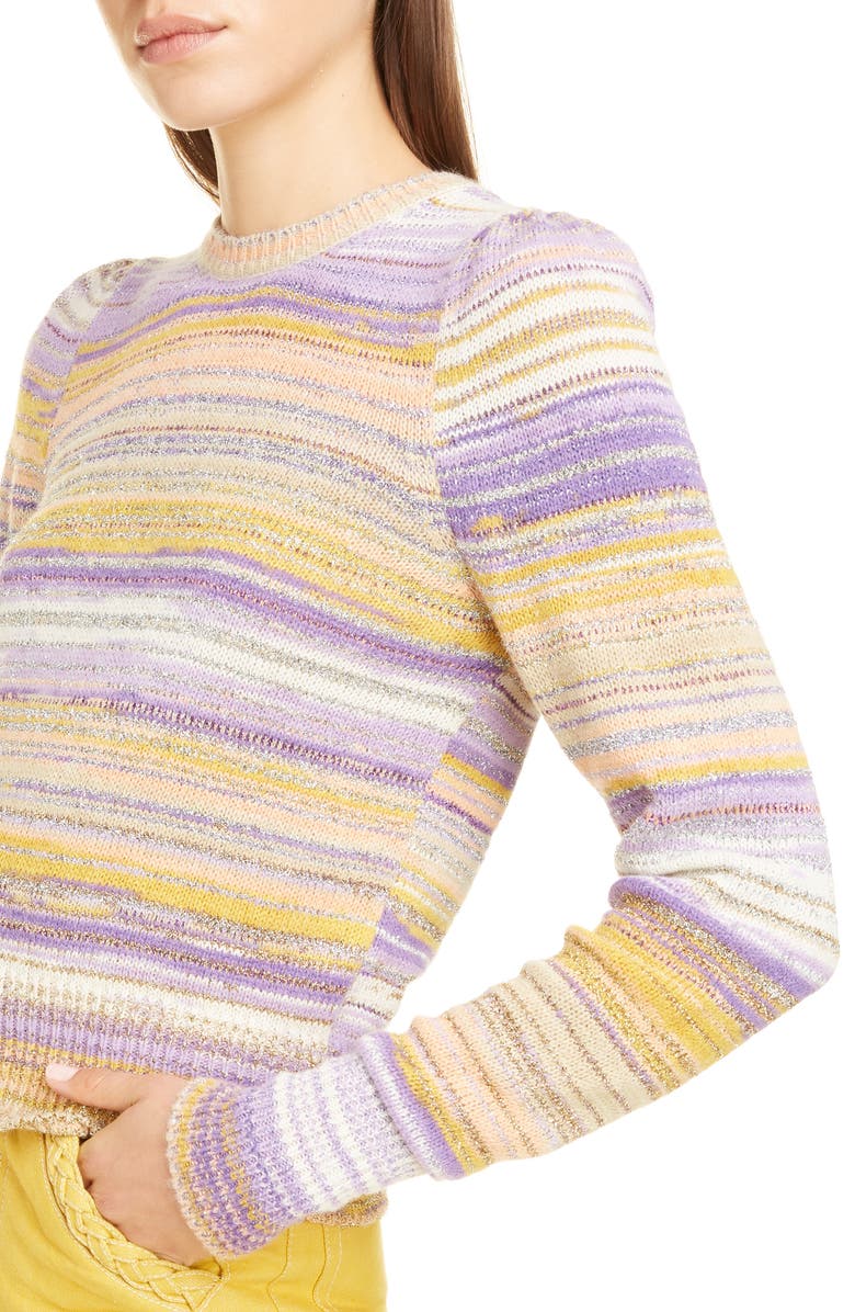 Runway Marc Jacobs Metallic Stripe Crewneck Sweater, Alternate, color,