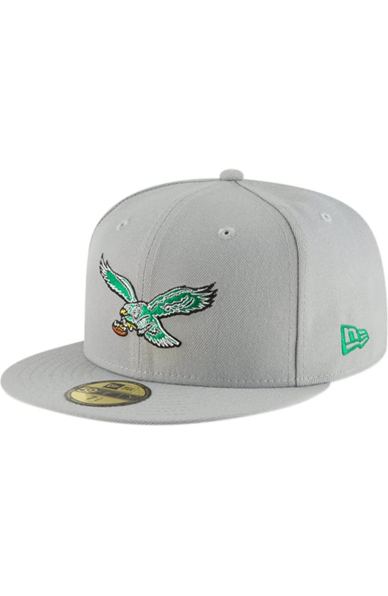 New Era Men's New Era Gray Philadelphia Eagles Omaha Throwback 59FIFTY Fitted Hat, Main, color, Gray