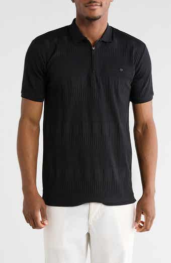 DENIM AND FLOWER Ribbed Quarter Zip Polo