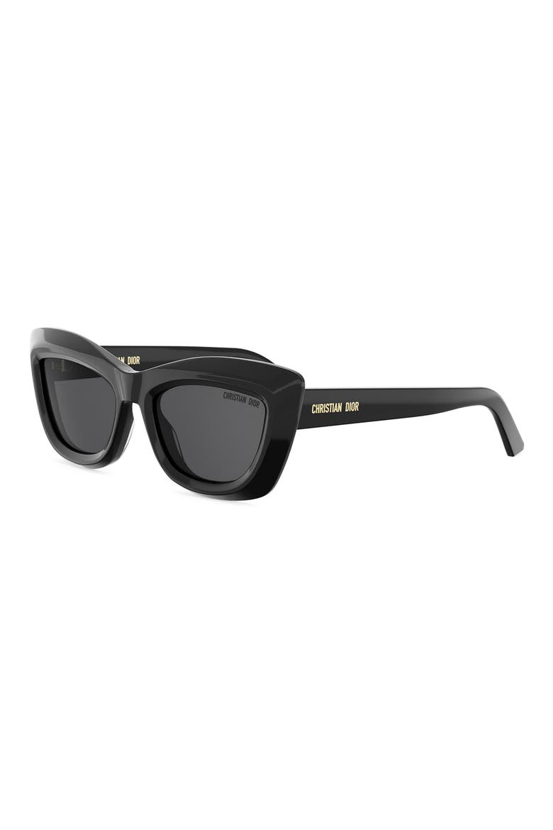 'DiorMidnight B3I 54mm Cat Eye Sunglasses, Alternate, color, SHINY BLACK / SMOKE