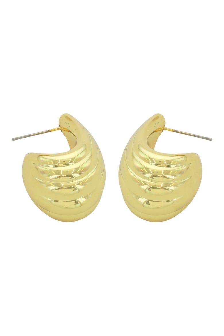 Textured J Hoop Earrings, Main, color, GOLD