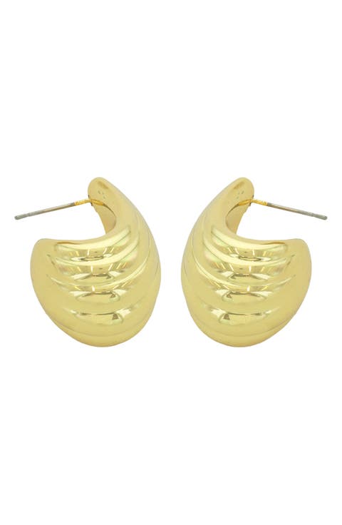 Textured J Hoop Earrings