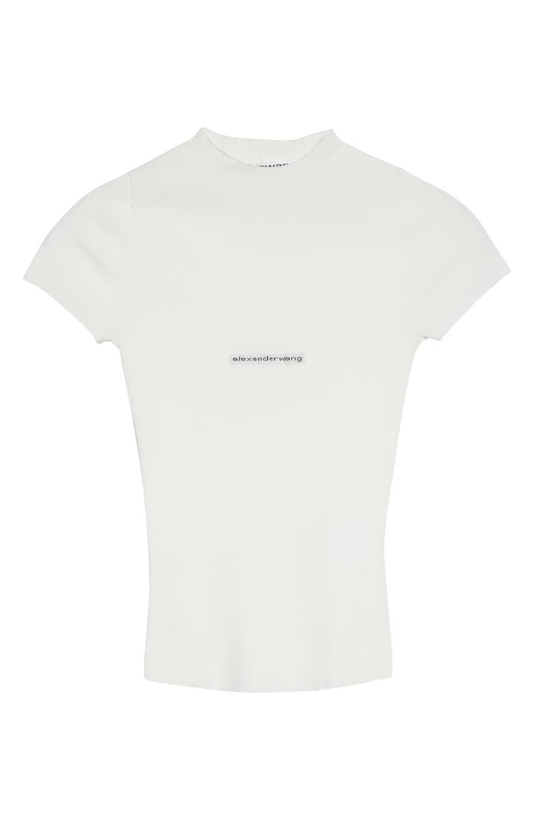 Alexander Wang Jacquard Logo Rib Sweater, Alternate, color, White