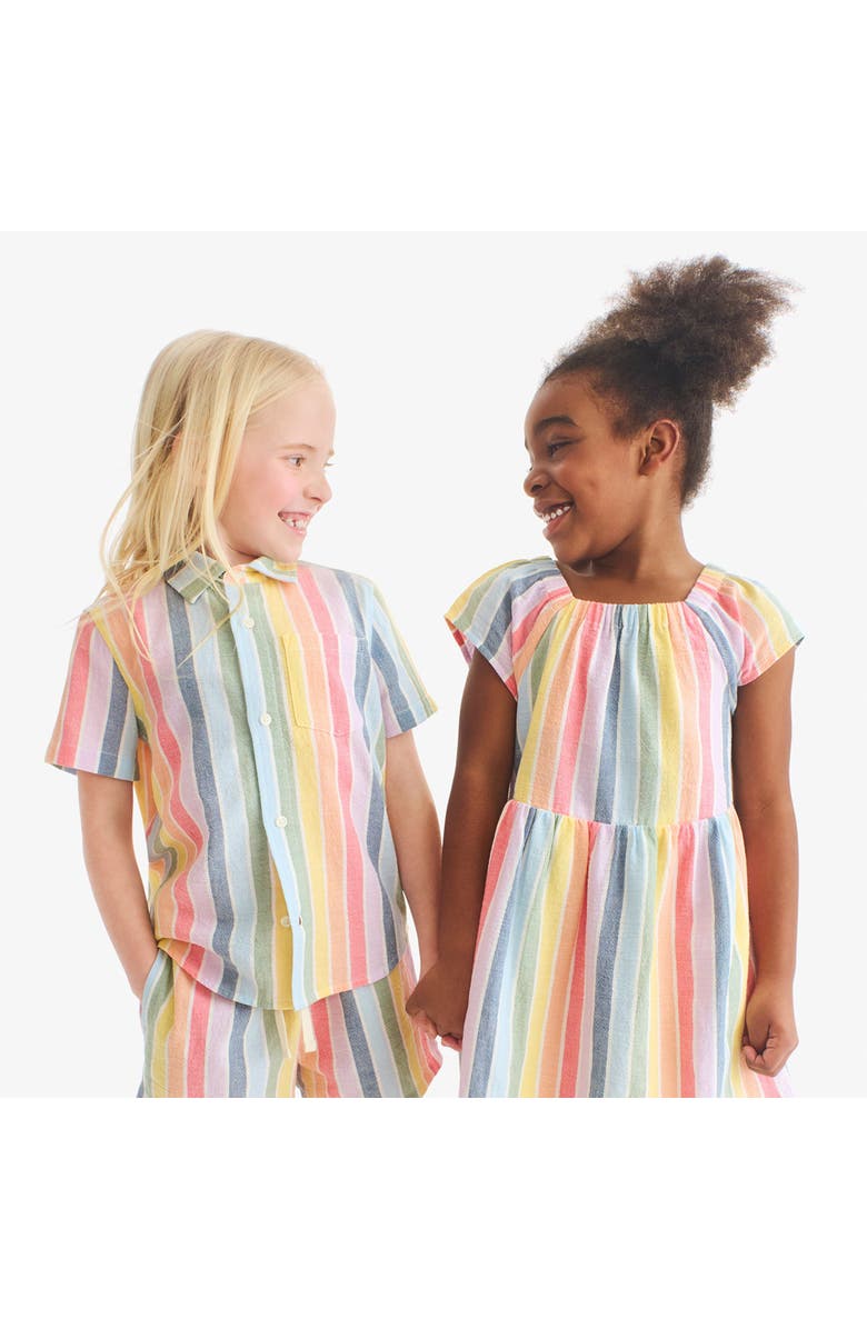 Primary Kids Cotton Gauze Button Down, Alternate, color, Rainbow Sunrise Stripe