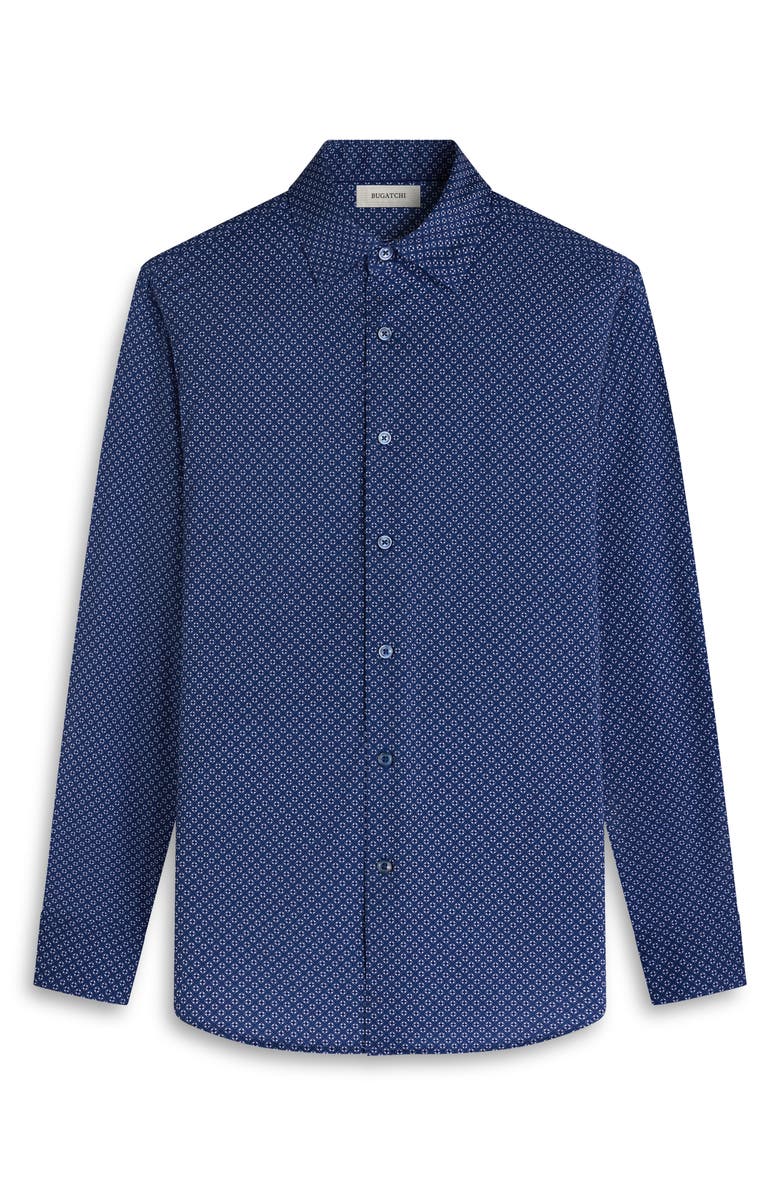 Bugatchi Jules OoohCotton<sup
®</sup
Geo Print Button-Down Shirt, Alternate, color, Navy